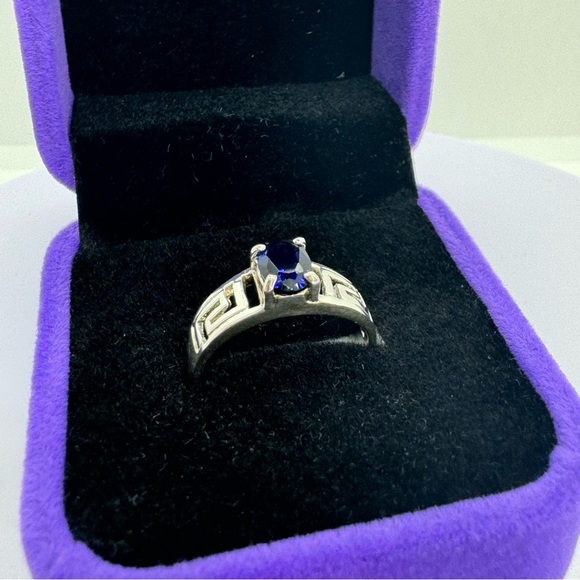 Sterling Silver Ring With Natural Midnight Blue Sapphire Gemstone - Picture 1 of 9